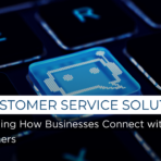 AI customer service solutions visual showing intelligent automation, conversational AI, and seamless customer support across digital touchpoints.