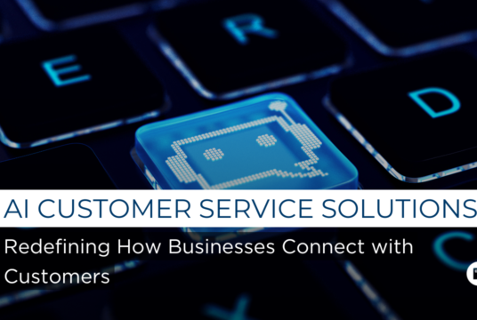 AI customer service solutions visual showing intelligent automation, conversational AI, and seamless customer support across digital touchpoints.