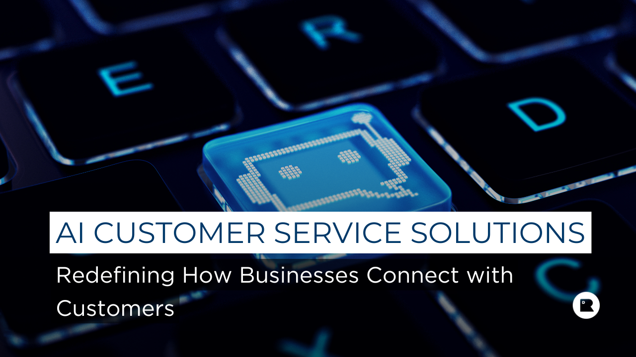 AI customer service solutions visual showing intelligent automation, conversational AI, and seamless customer support across digital touchpoints.