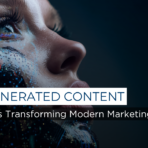 AI-generated content solutions visual showing artificial intelligence creating digital content for modern marketing, branding, and scalable campaigns.