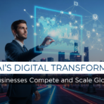 Digital transformation in Dubai concept showing advanced technology, data-driven strategy, and business innovation in a global digital hub.